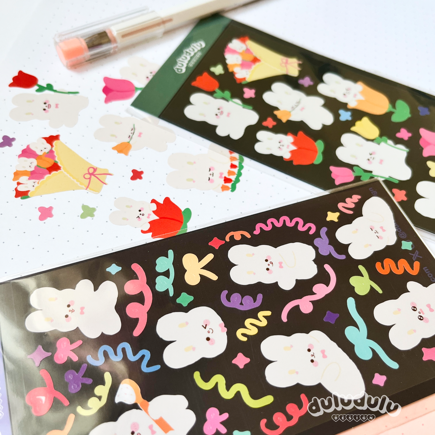 Tulip Bunnies Deco Sticker Sheet