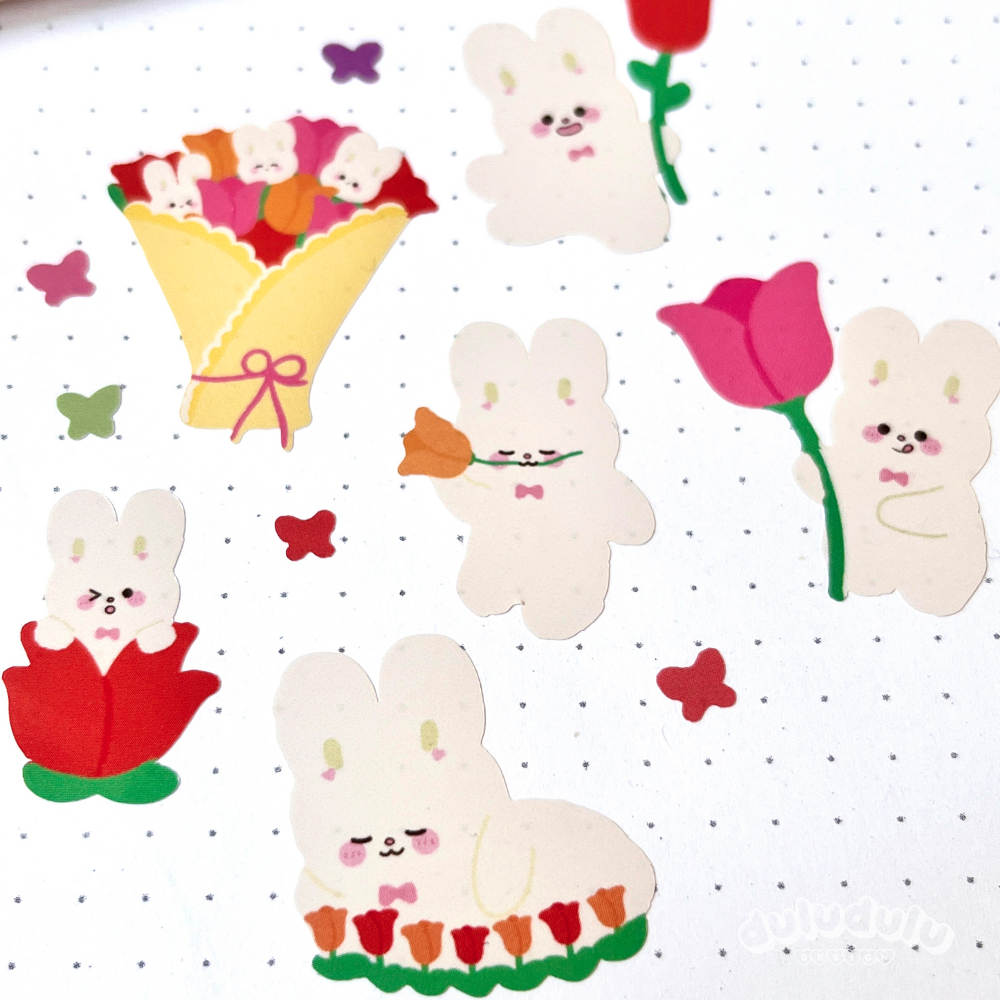 Tulip Bunnies Deco Sticker Sheet