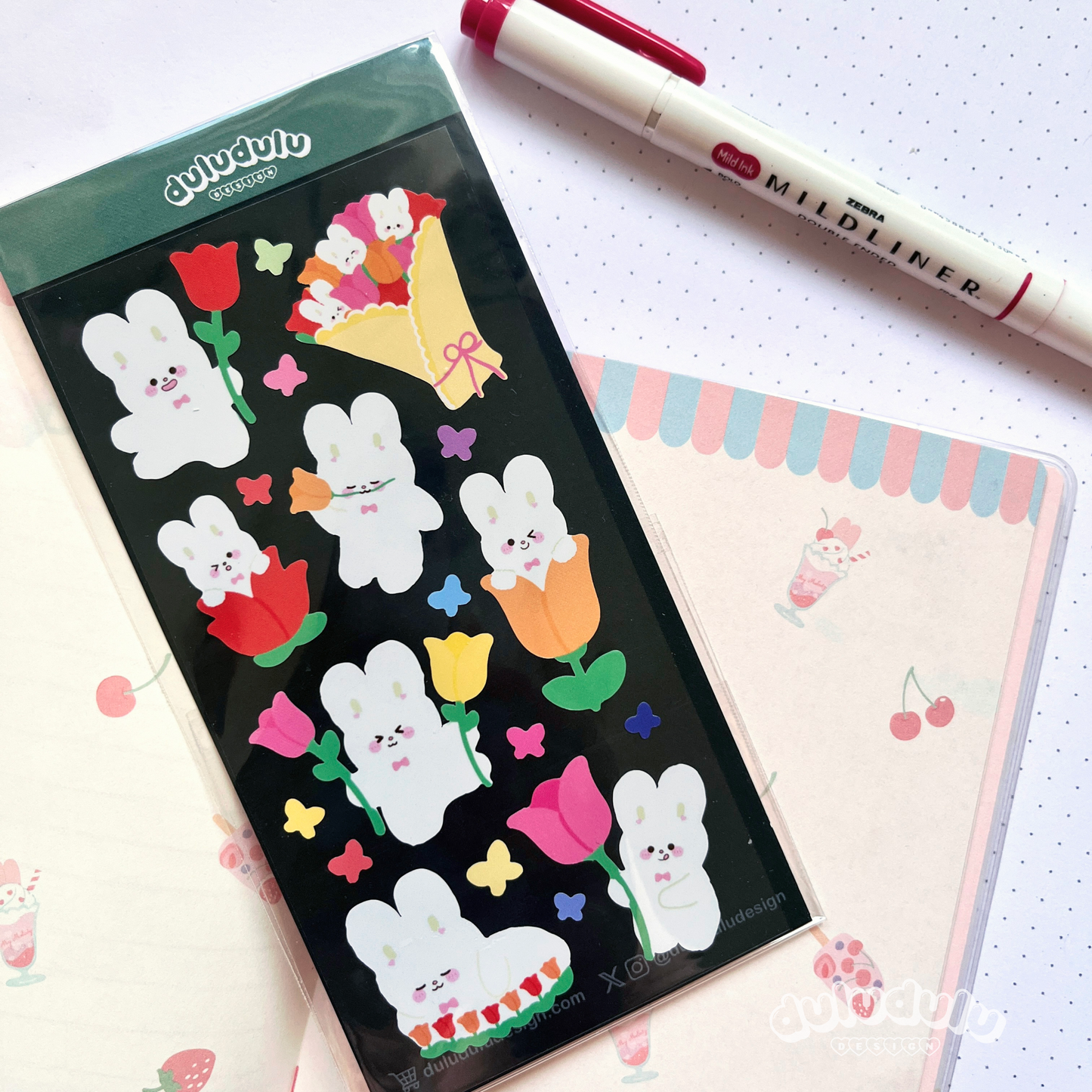 Tulip Bunnies Deco Sticker Sheet