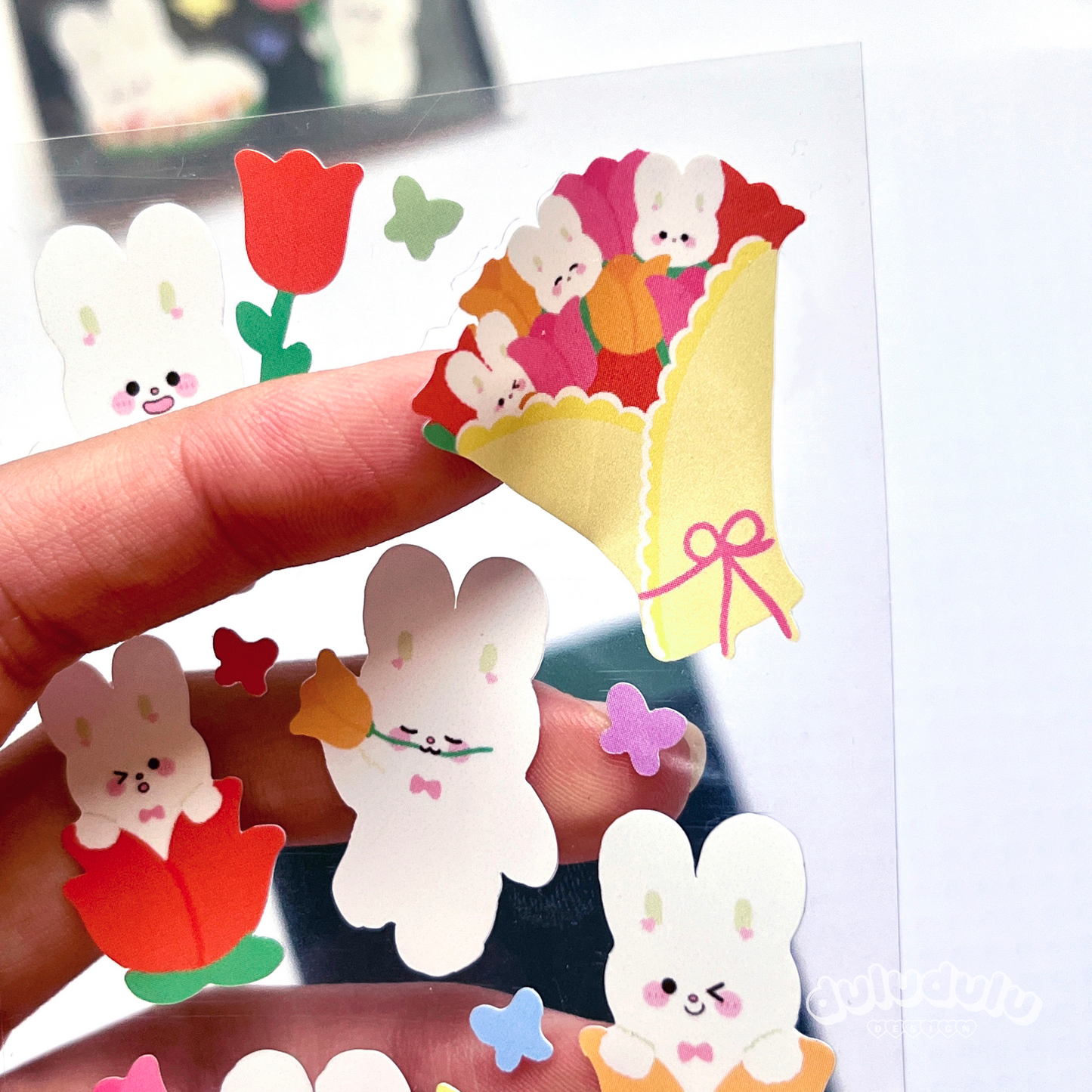 Tulip Bunnies Deco Sticker Sheet