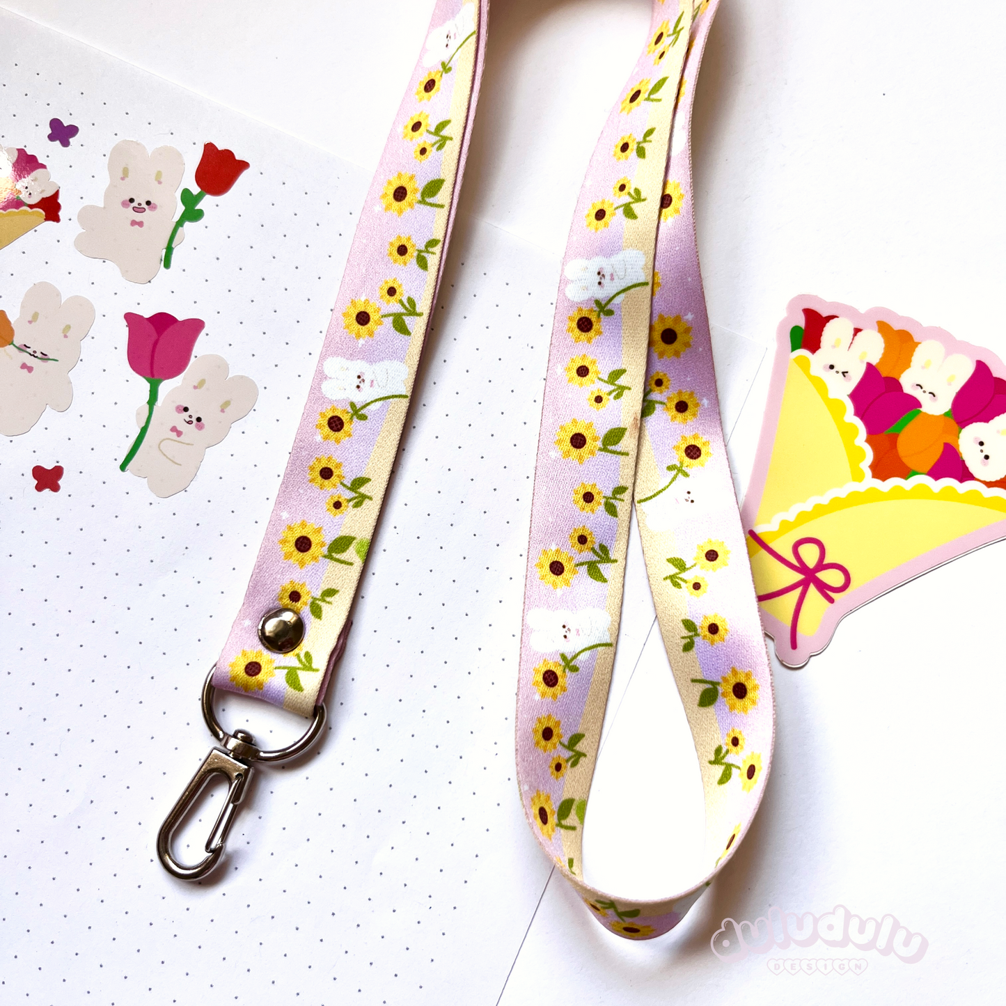Sunflower Bunny Cardholder & Lanyard