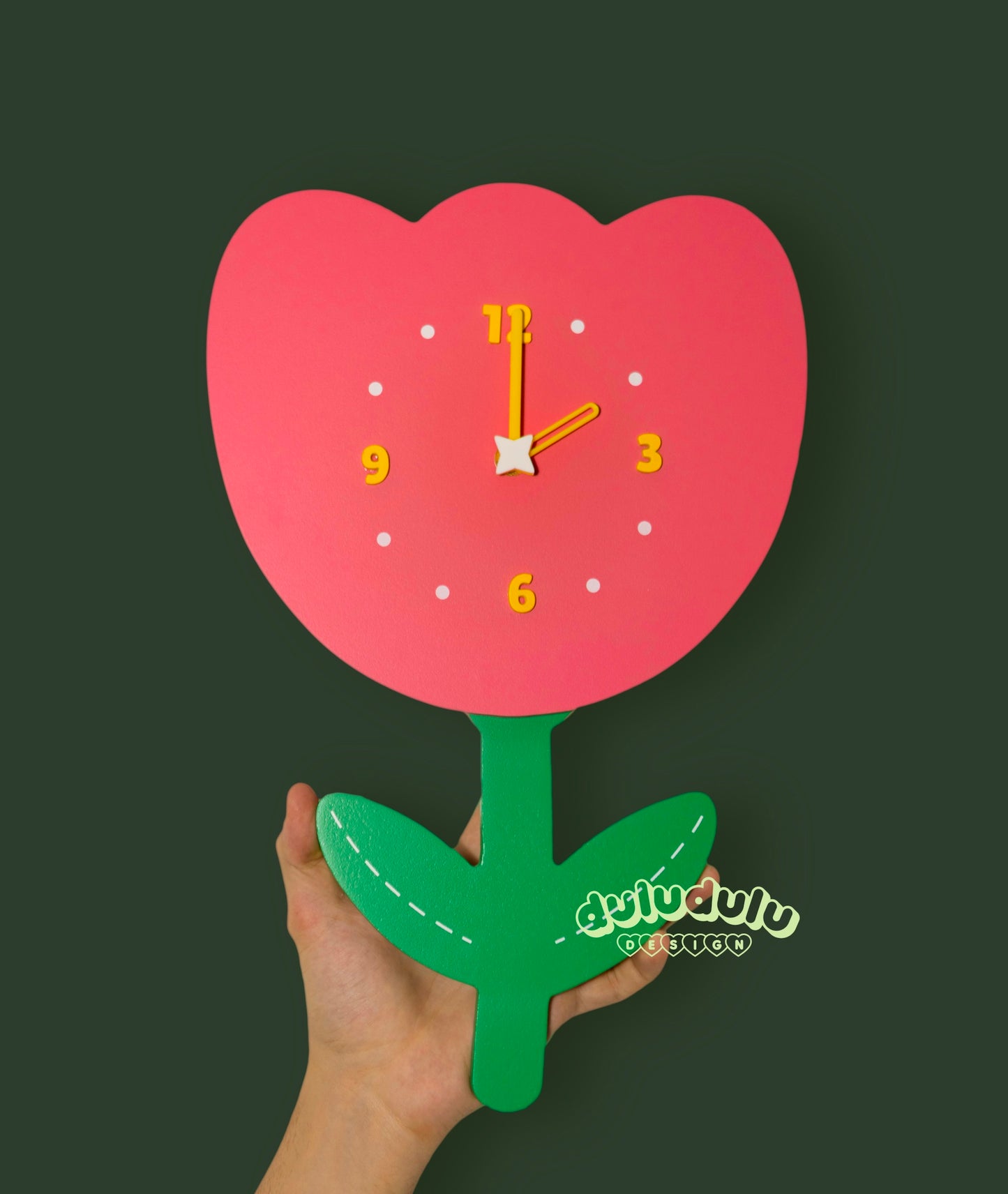 Red Tulip Clock (solid color ver.)