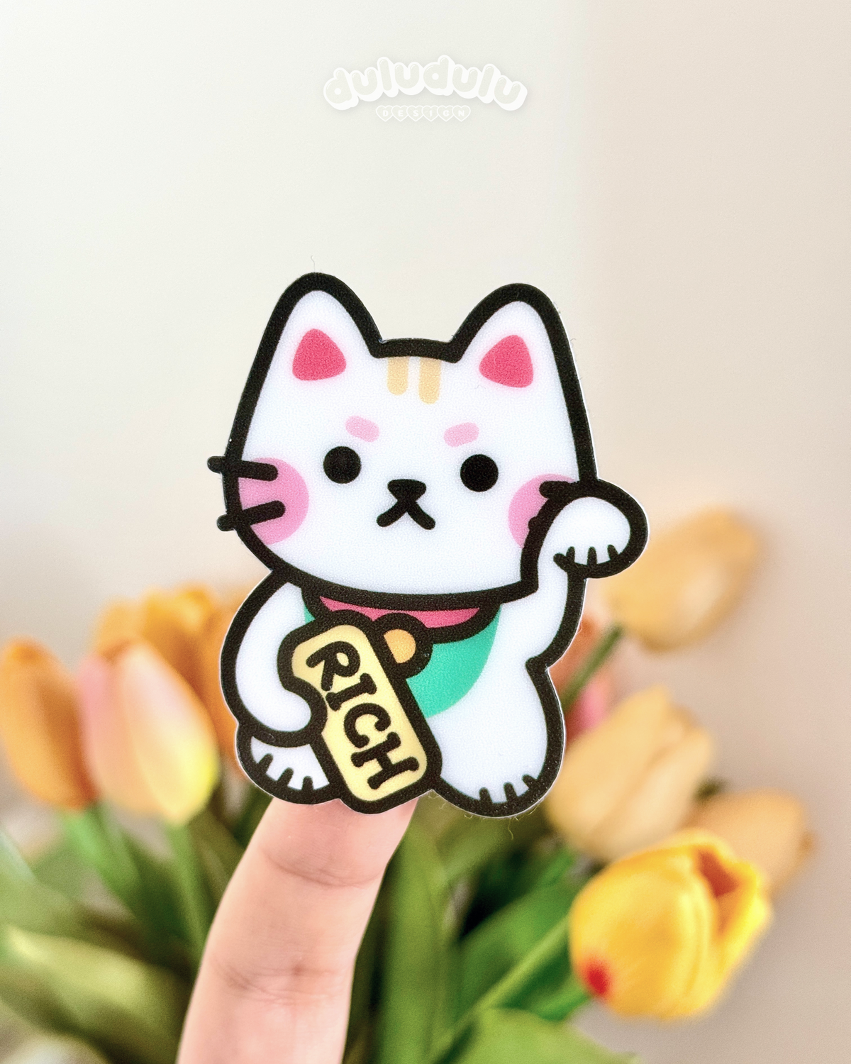 lucky cat waterproof vinyl sticker