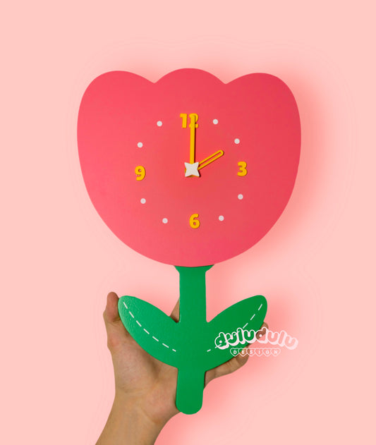 Red Tulip Clock (solid color ver.)