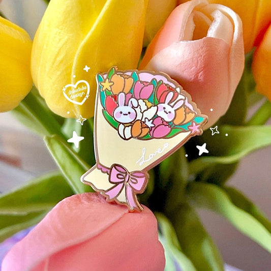 Bunny Bouquet Enamel Pin