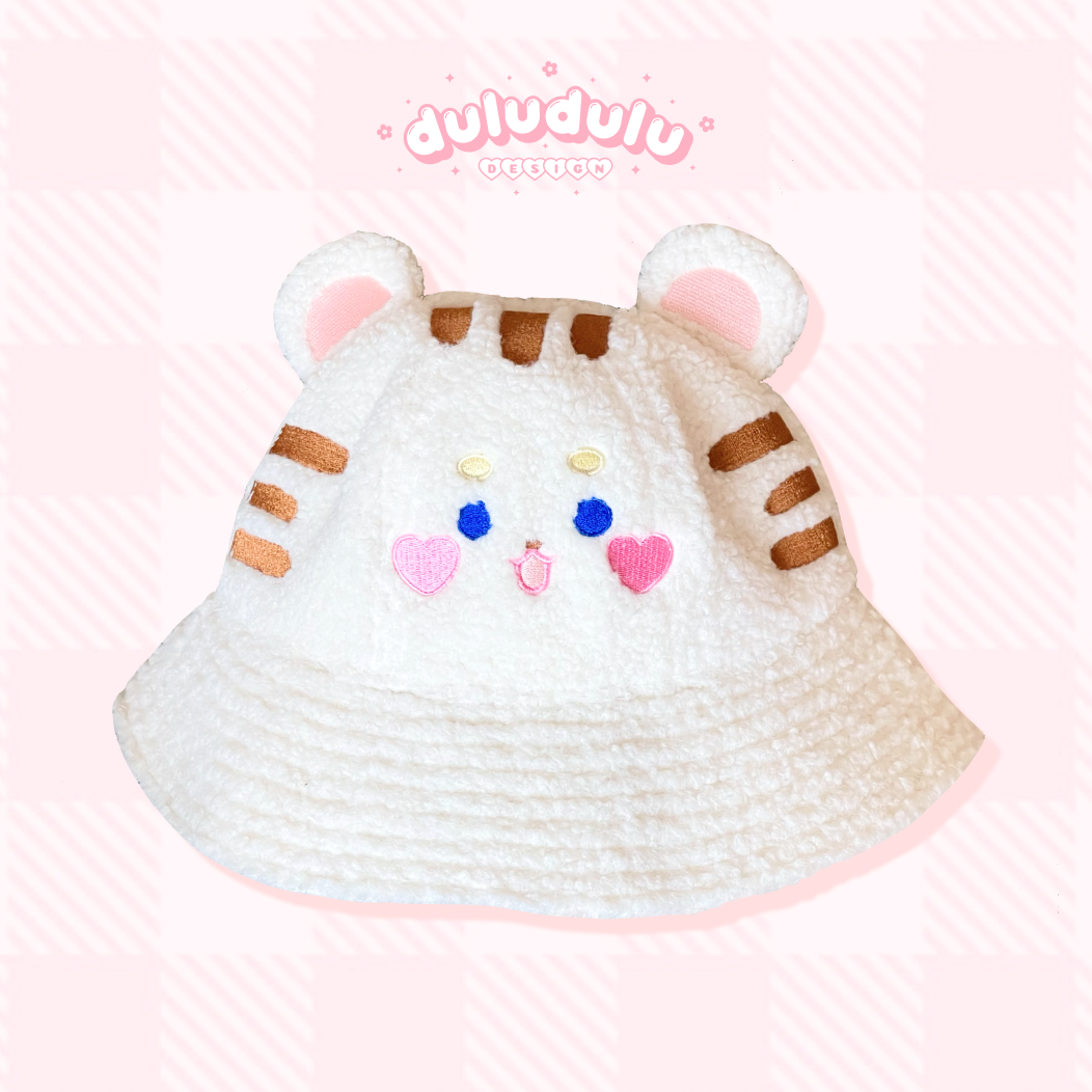 White Tiger Fluffy bucket hat