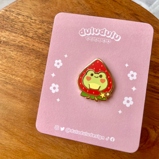 Strawberry Frog Enamel Pin