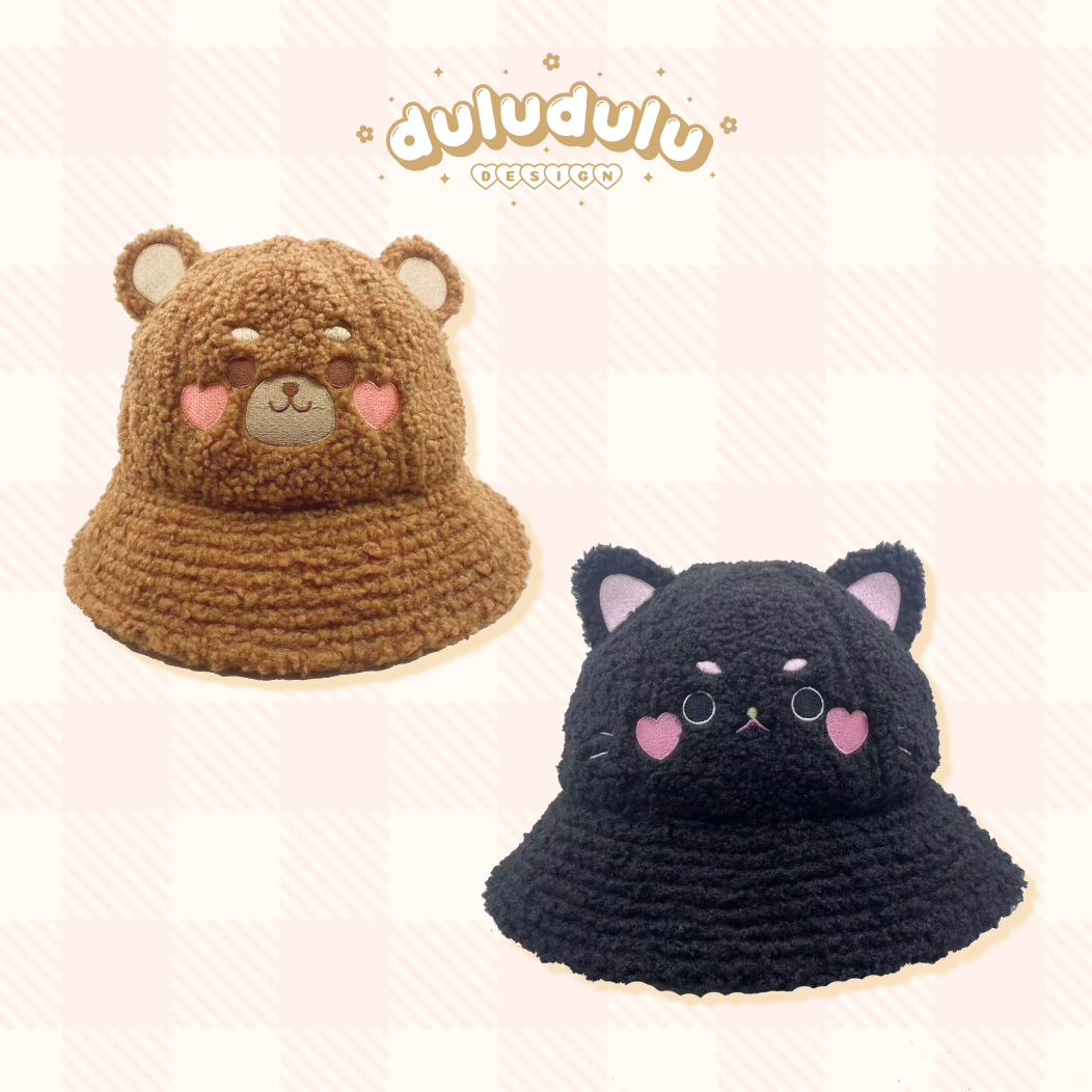 Fluffy Black Cat bucket hat