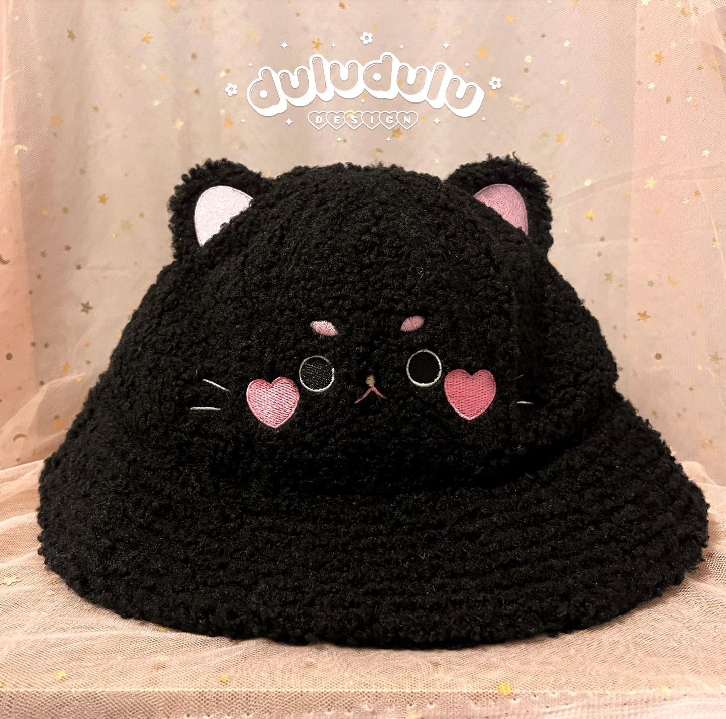Fluffy Black Cat bucket hat