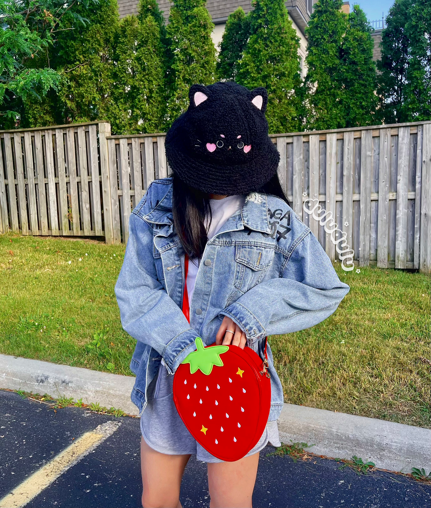 Fluffy Black Cat bucket hat