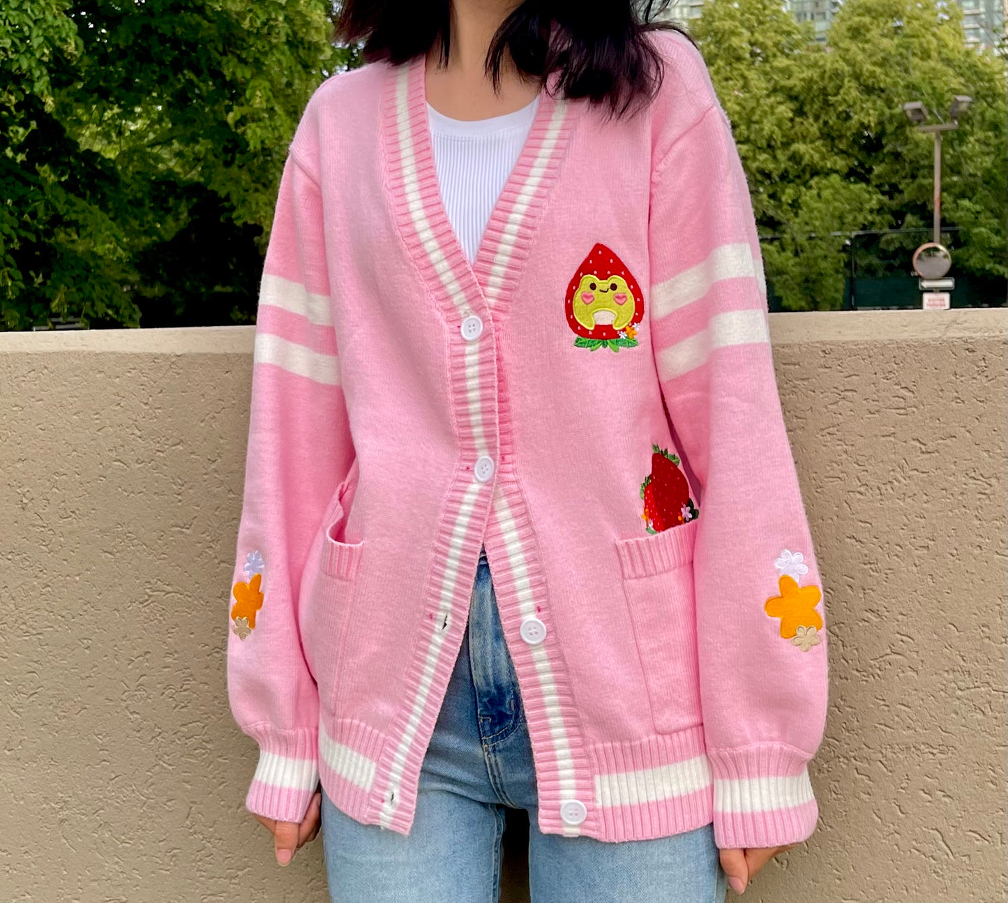 Strawberry Pink Froggie Cardigan