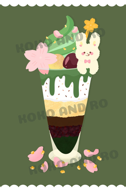 Koko & Ro Matcha Parfait Postcard