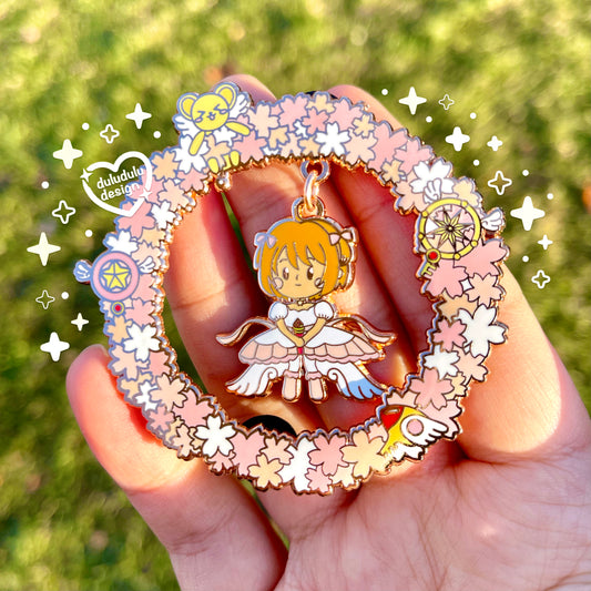 Cardcaptor Sakura Floral Ring Dangling Enamel Pin (Pink)