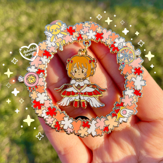 Cardcaptor Sakura Floral Ring Dangling Enamel Pin (Red)
