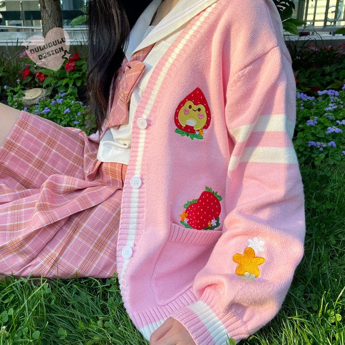Strawberry Pink Froggie Cardigan