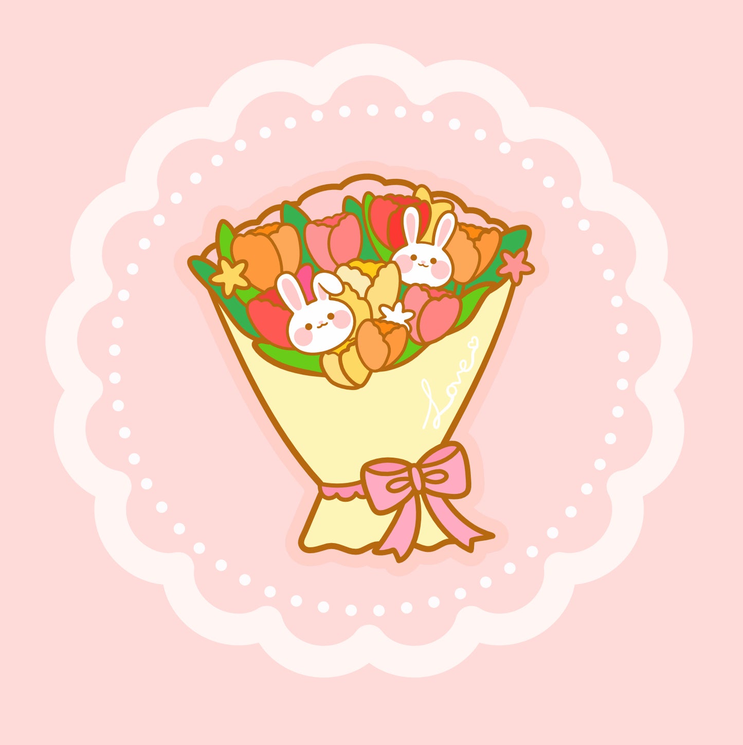 Bunny Bouquet Enamel Pin