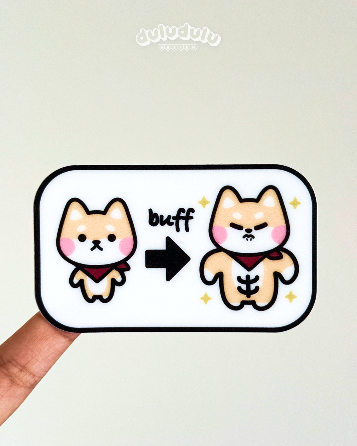 Buff up shiba inu vinyl sticker, perfect for gym bros, workout enthusiasts and gamer friends.