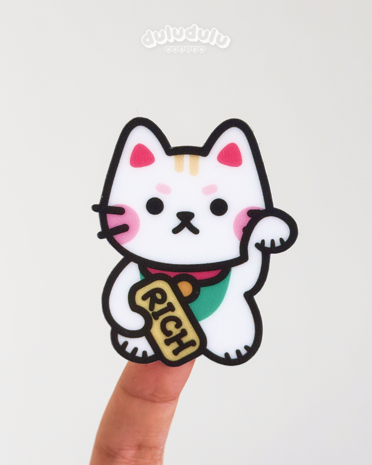 Get rich lucky cat waterproof sticker