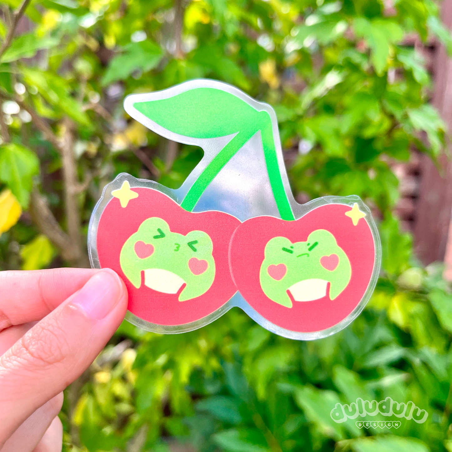 Cherry Frogs Clear Sticker