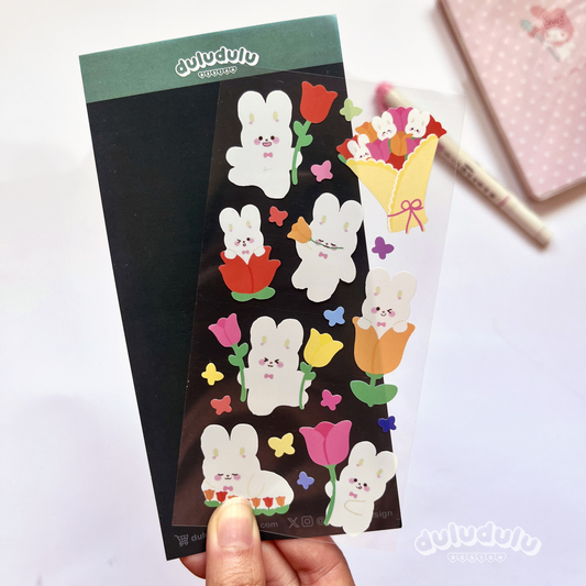 Tulip Bunnies Deco Sticker Sheet