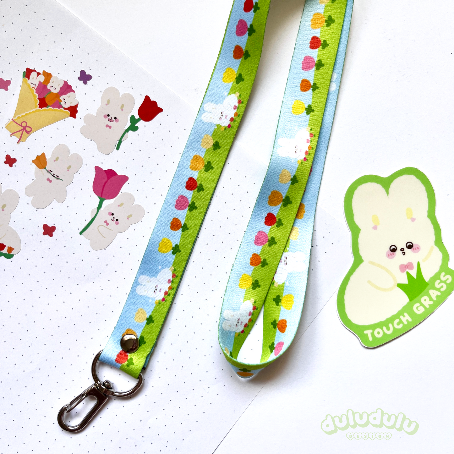 Tulip Field Bunny Cardholder & Lanyard