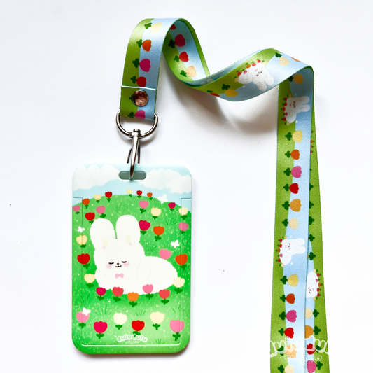 Tulip Field Bunny Cardholder & Lanyard