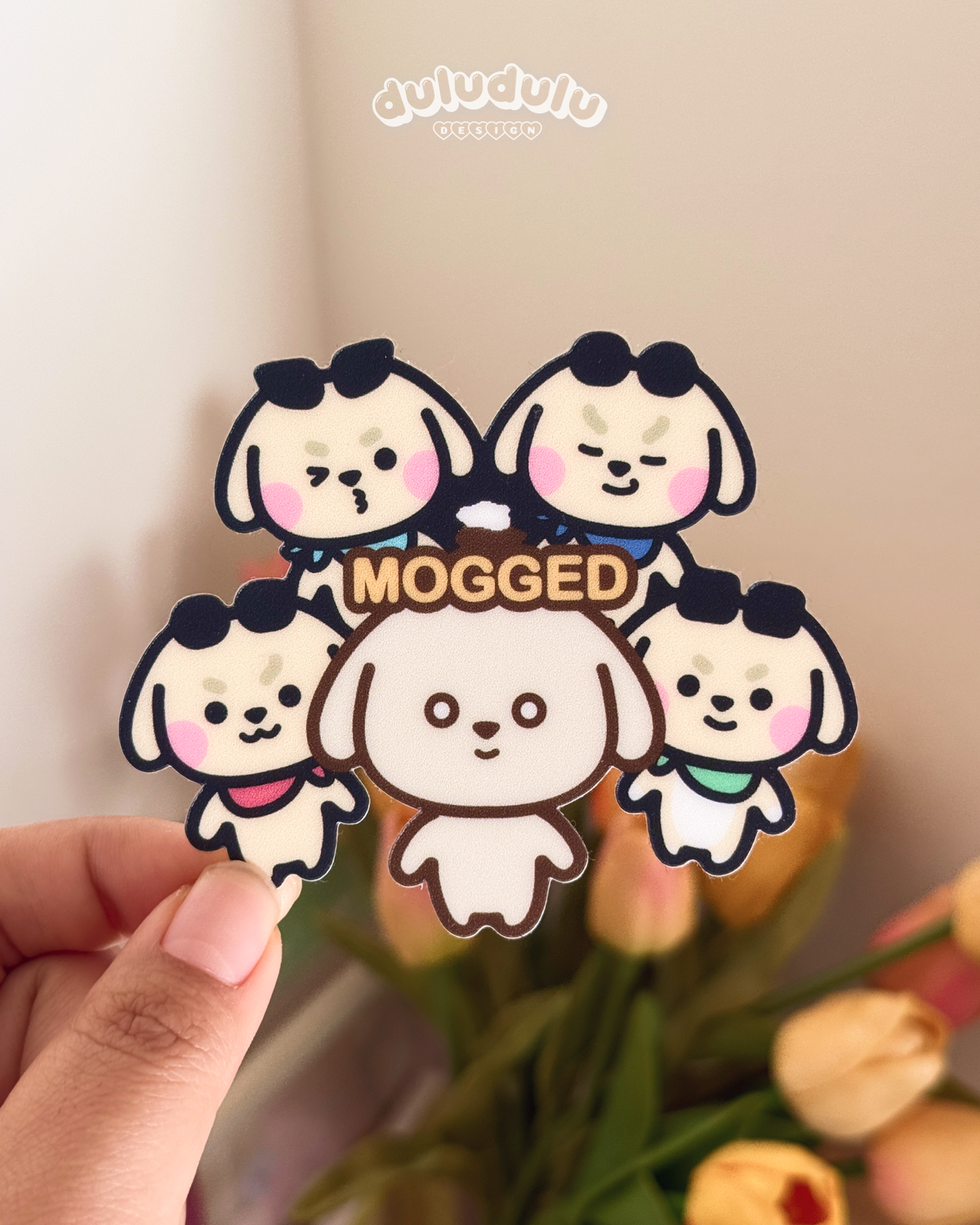 MOGGED meme waterproof sticker