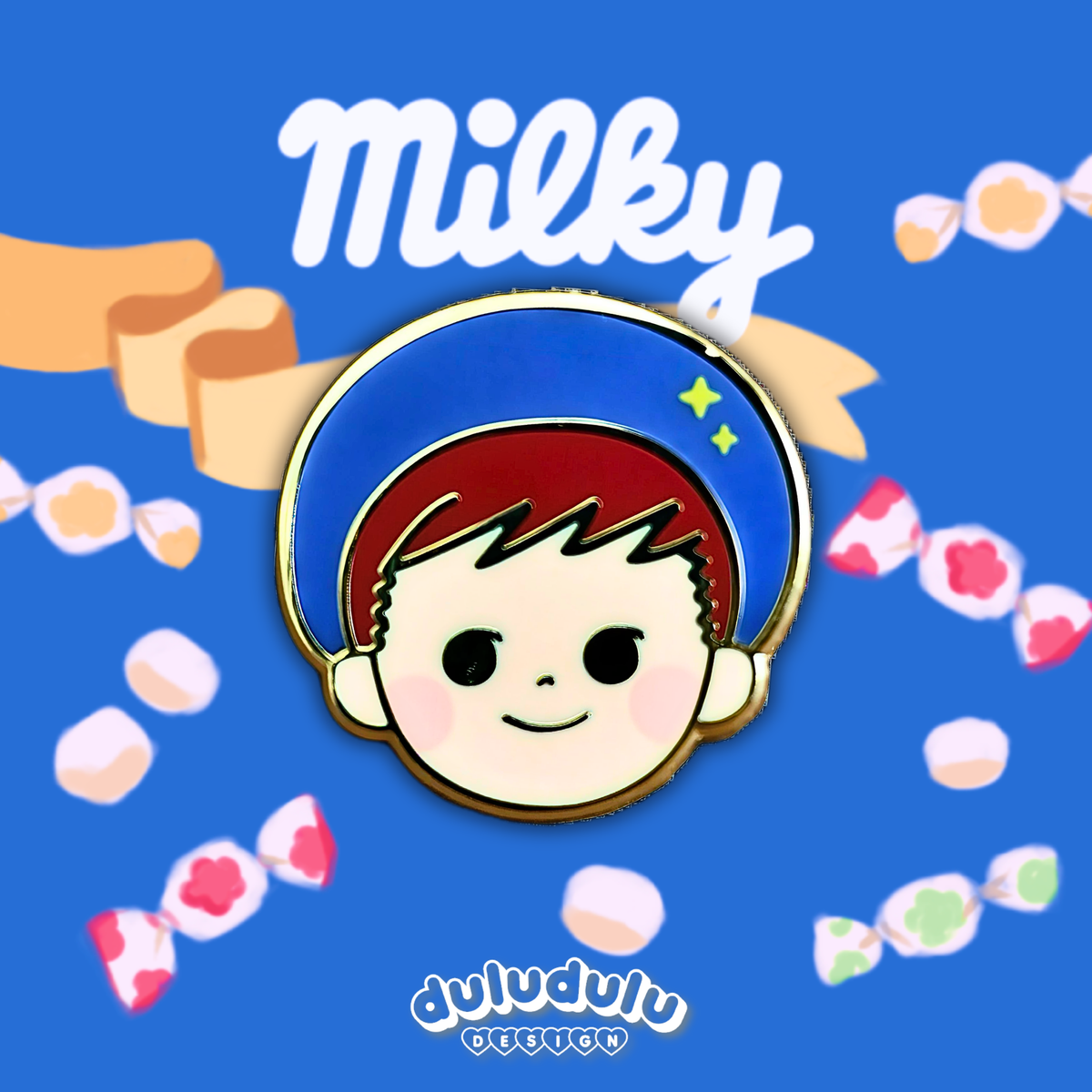 Poko from milky candy as an enamel pin