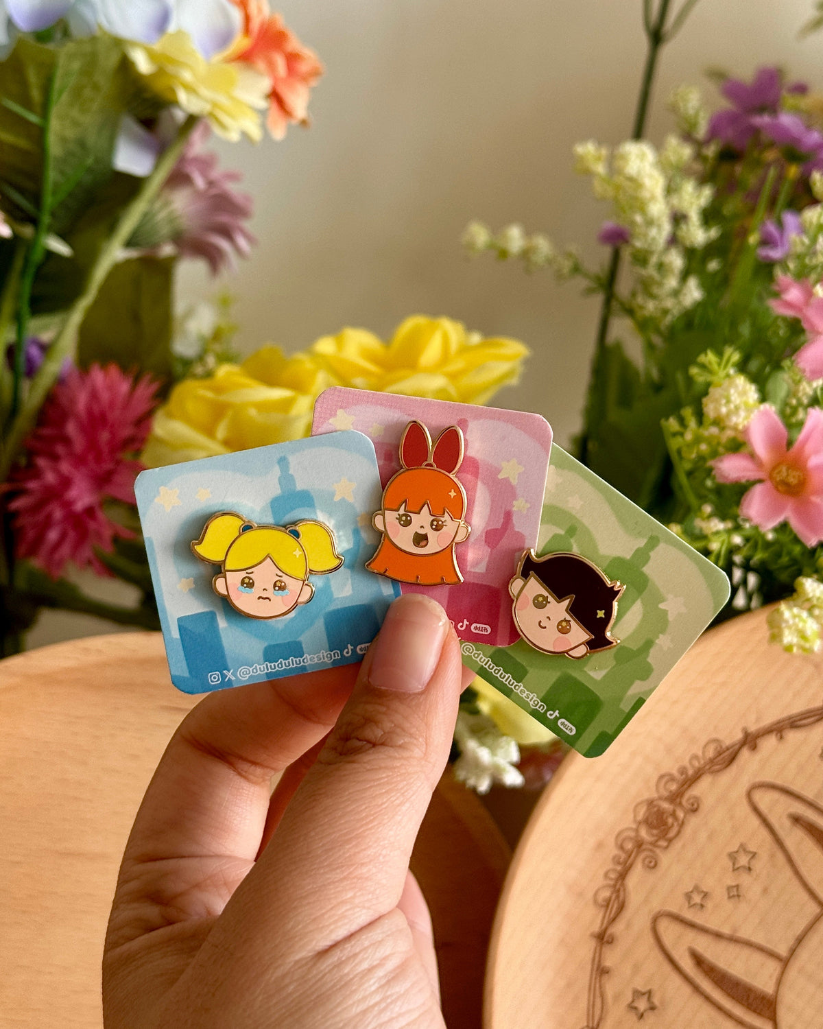 Powerpuff girls enamel pin set