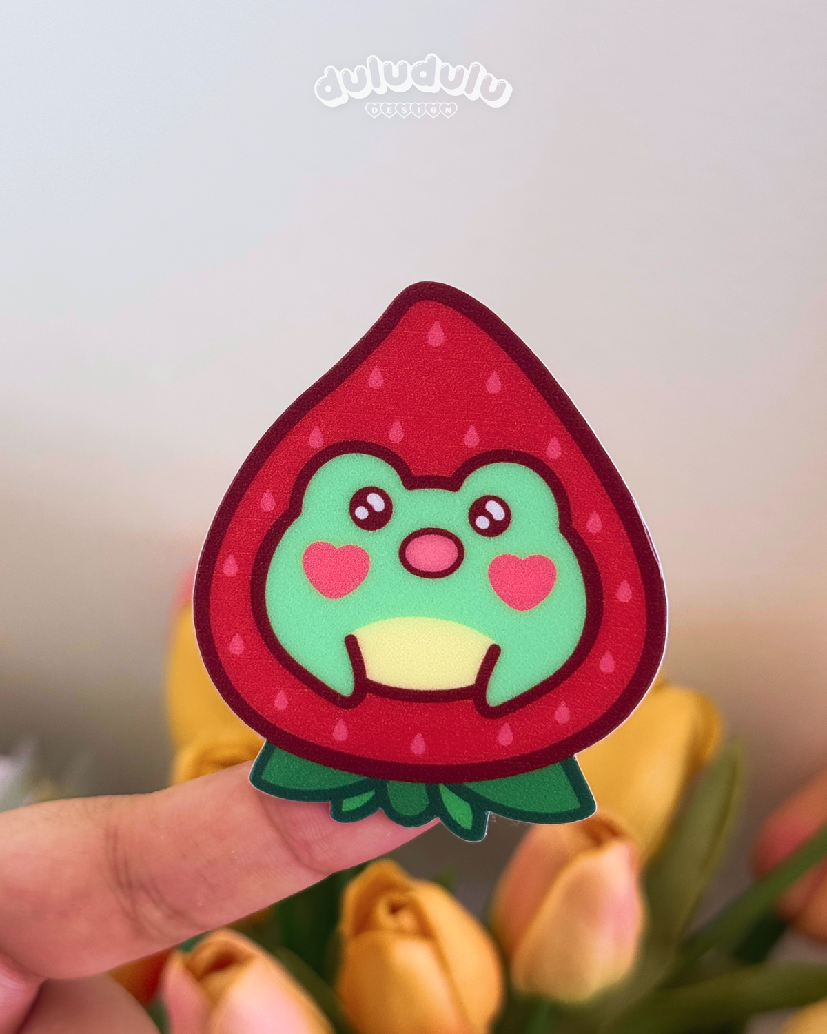 Shocked face strawberry frog sticker