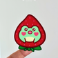 Shocked face strawberry frog vinyl sticker