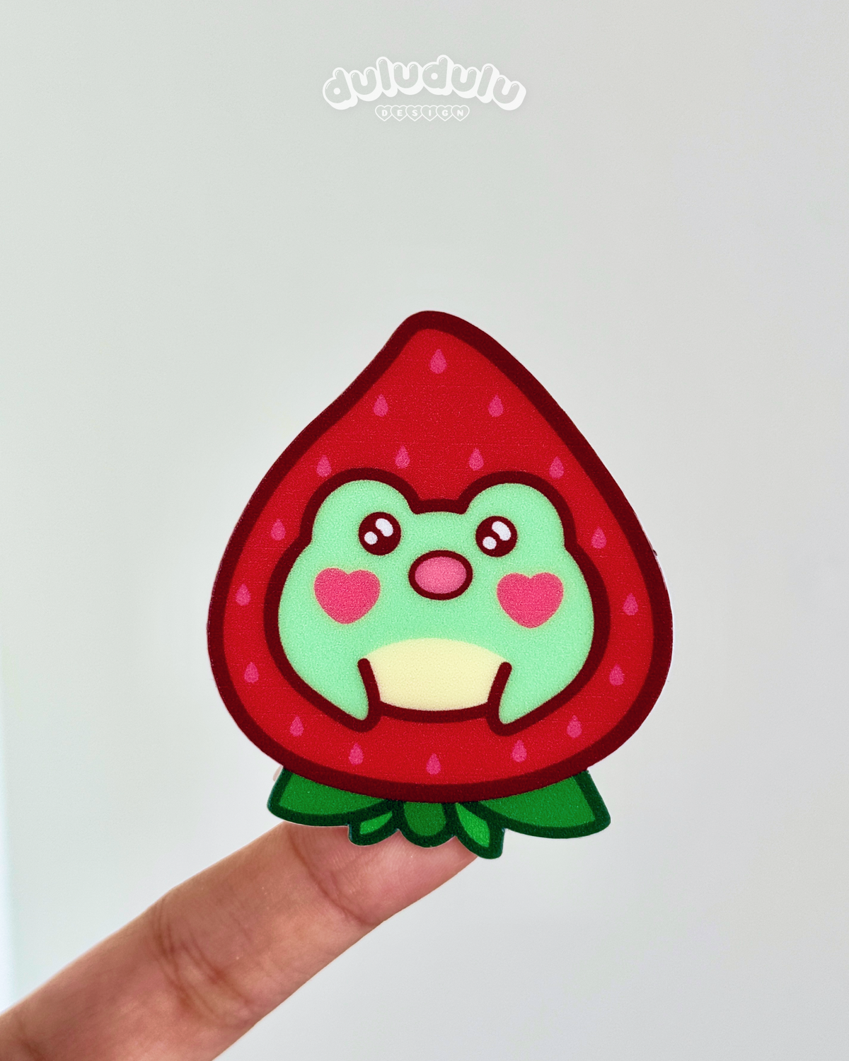 Shocked face strawberry frog vinyl sticker