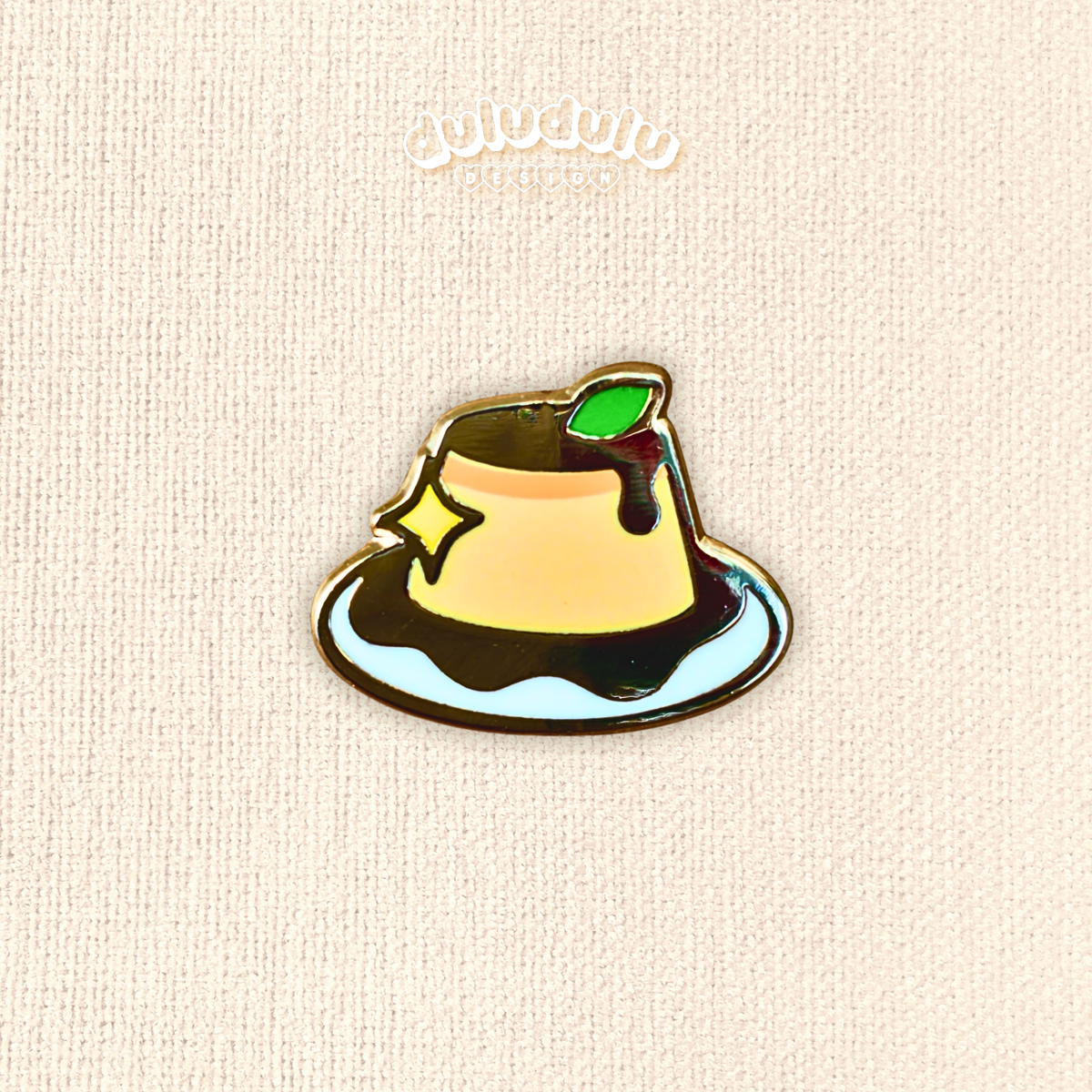 caramel pudding tiny enamel pin