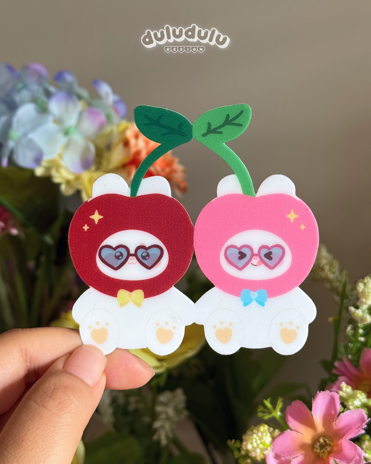 cherry bunny laptop sticker