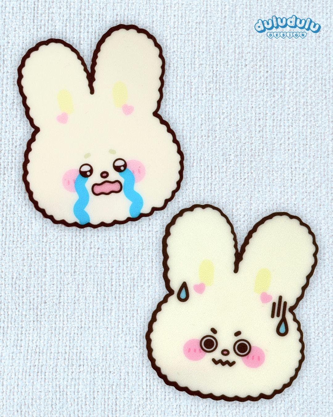 Crying bunny vinyl sticker and anxious bunny vinyl sticker