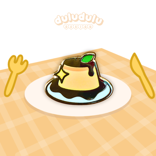 flan caramel pudding mini pin