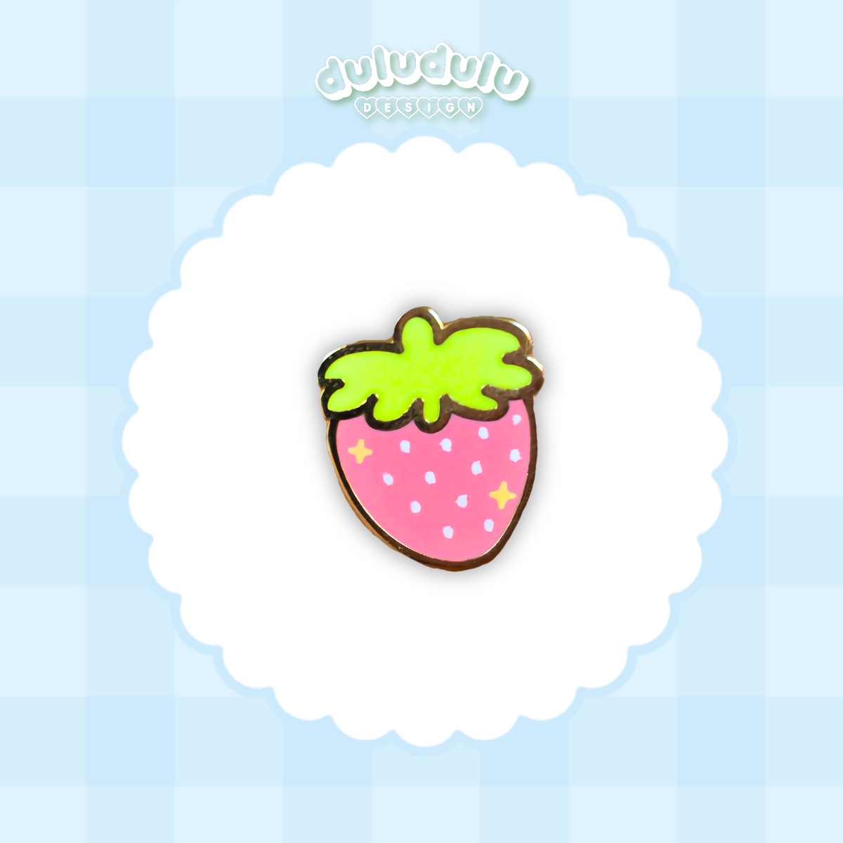 pink strawberry tiny enamel pin