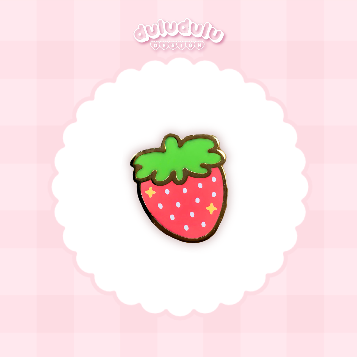 red strawberry tiny enamel pin