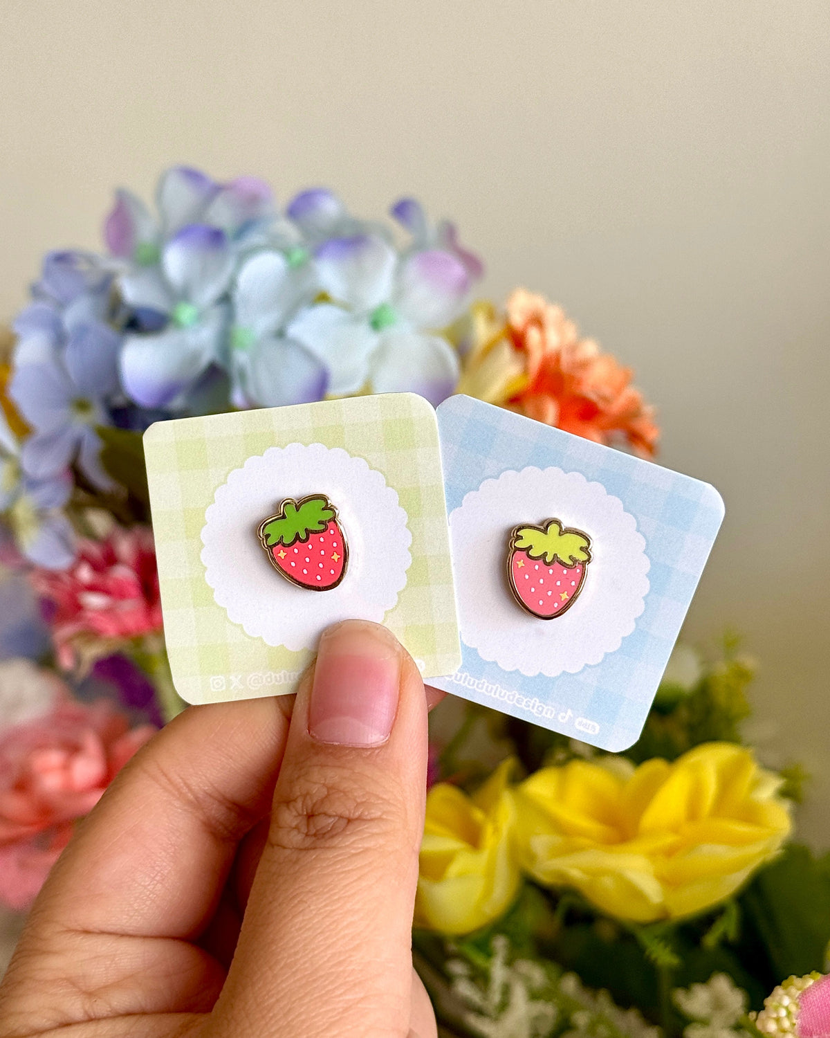 strawberry mini enamel pins