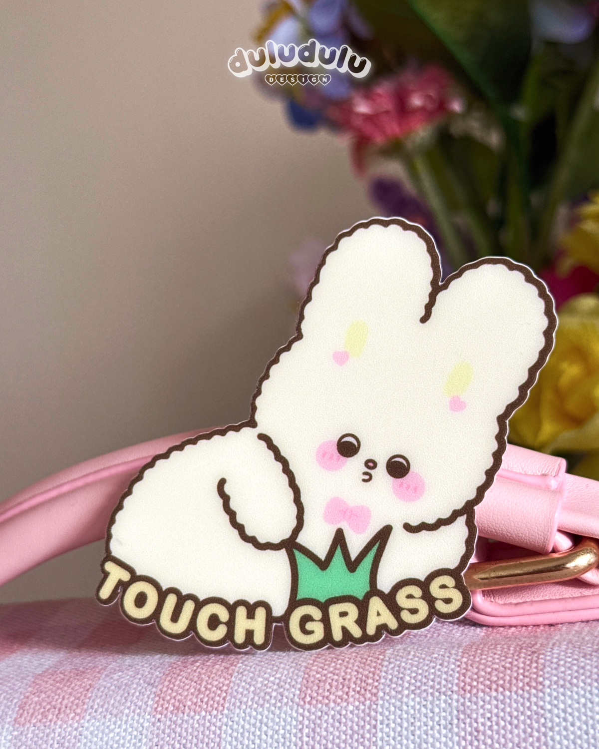 touch grass laptop sticker