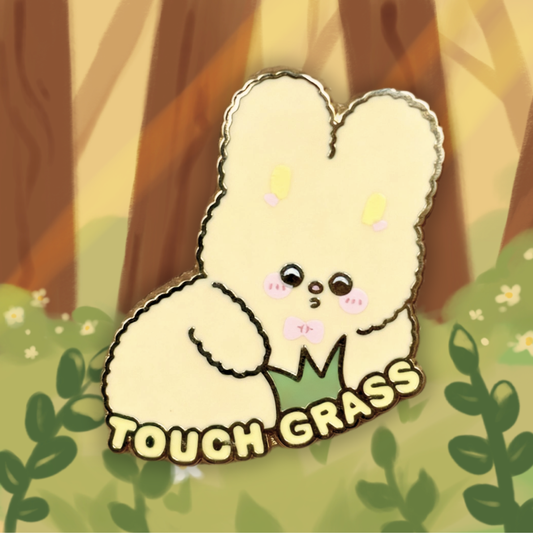 Touch Grass Bunny Enamel Pin
