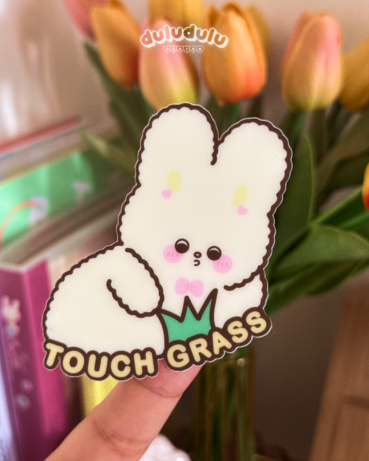 touch grass waterproof sticker