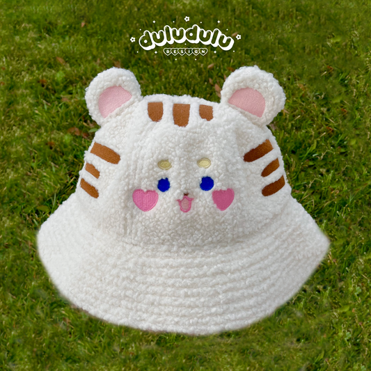 White Tiger Fluffy bucket hat