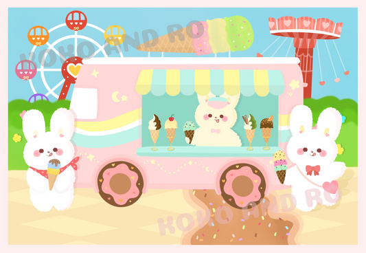 Koko & Ro Ice Cream Truck Postcard